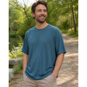 NWT Woolrich BOWLINE TEE Short Sleeve Shirt Men XXL Blue Essential Soft Outdoor